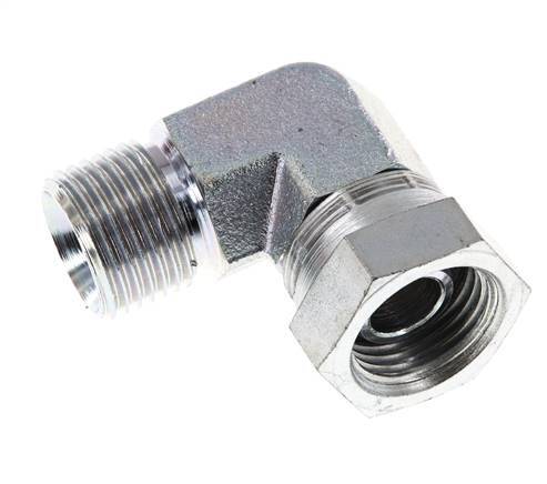 G 1/2'' M/F Zinc plated Steel 90 deg Elbow Fitting 300 Bar - Hydraulic