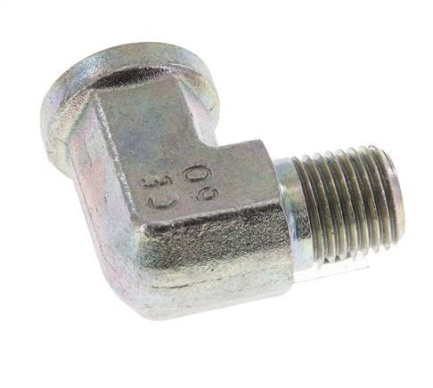 1/4'' NPT x 1/4'' NPT M/F Zinc plated Steel 90 deg Elbow Fitting 275 Bar - Hydraulic