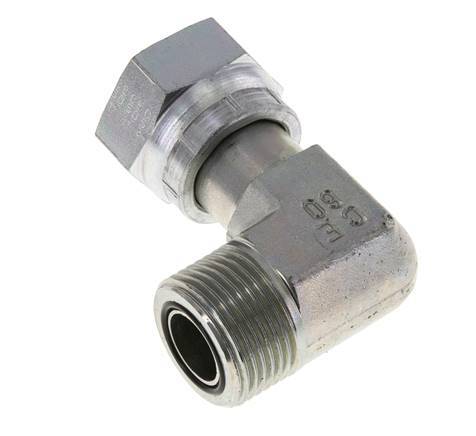 UN 1-3/16''-12 x UN 1-3/16''-12 M/F Zinc plated Steel 90 deg Elbow Fitting ORFS 400 Bar - Hydraulic