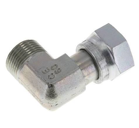 UN 1-3/16''-12 x UN 1-3/16''-12 M/F Zinc plated Steel 90 deg Elbow Fitting ORFS 400 Bar - Hydraulic