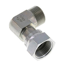 UN 1-3/16''-12 x UN 1-3/16''-12 M/F Zinc plated Steel 90 deg Elbow Fitting ORFS 400 Bar - Hydraulic