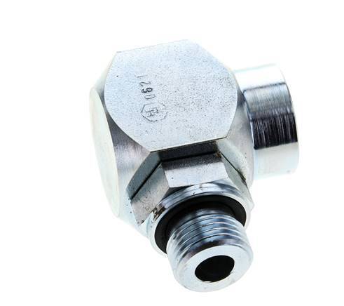 G 1/2'' M/F Zinc plated Steel 90 deg Elbow Swivel Joint High-pressure 400 Bar - Hydraulic