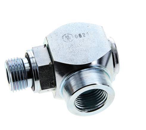 G 1/2'' M/F Zinc plated Steel 90 deg Elbow Swivel Joint High-pressure 400 Bar - Hydraulic