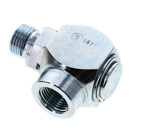 G 1/2'' M/F Zinc plated Steel 90 deg Elbow Swivel Joint High-pressure 400 Bar - Hydraulic