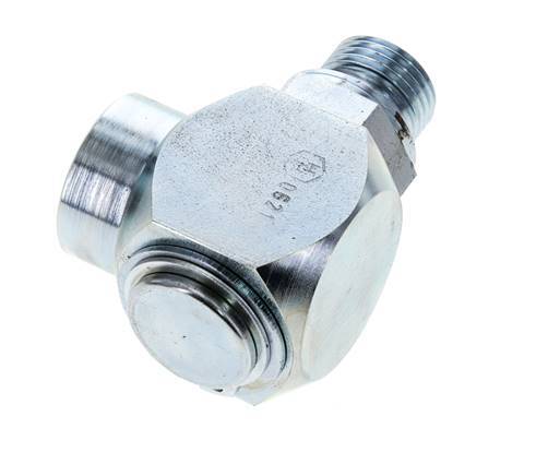 G 1/2'' M/F Zinc plated Steel 90 deg Elbow Swivel Joint High-pressure 400 Bar - Hydraulic