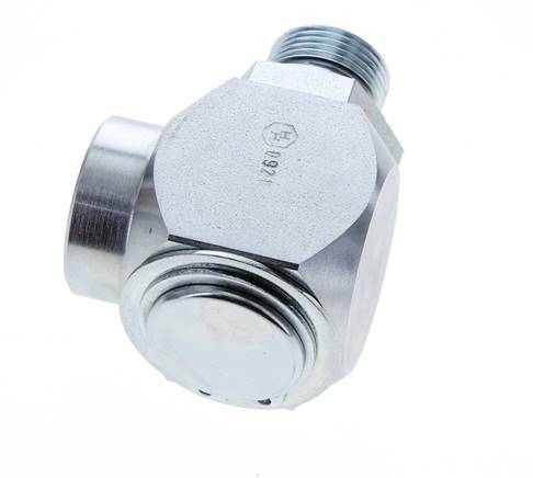 G 3/4'' M/F Zinc plated Steel 90 deg Elbow Swivel Joint High-pressure 250 Bar - Hydraulic