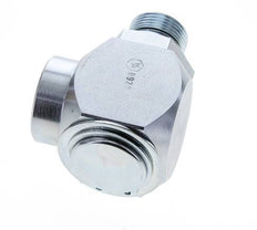 G 3/4'' M/F Zinc plated Steel 90 deg Elbow Swivel Joint High-pressure 250 Bar - Hydraulic