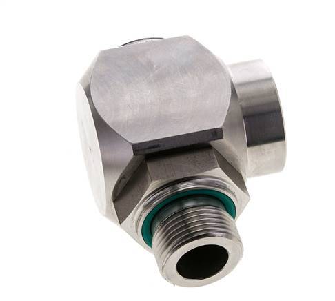G 3/4'' M/F Stainless steel 90 deg Elbow Swivel Joint High-pressure 250 Bar - Hydraulic