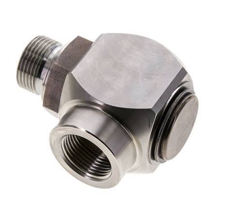 G 3/4'' M/F Stainless steel 90 deg Elbow Swivel Joint High-pressure 250 Bar - Hydraulic