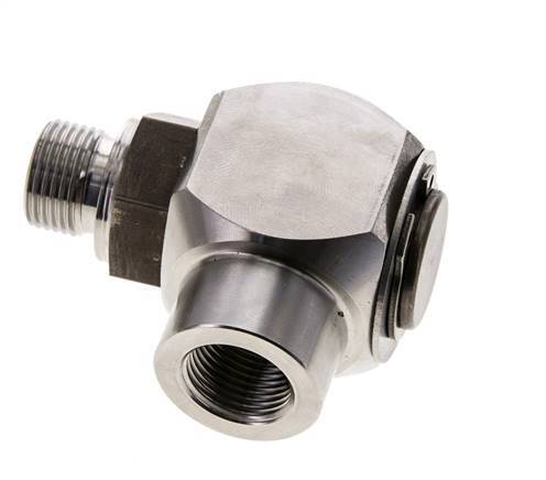 G 3/8'' M/F Stainless steel 90 deg Elbow Swivel Joint High-pressure 400 Bar - Hydraulic