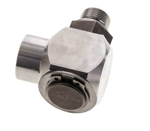 G 3/8'' M/F Stainless steel 90 deg Elbow Swivel Joint High-pressure 400 Bar - Hydraulic