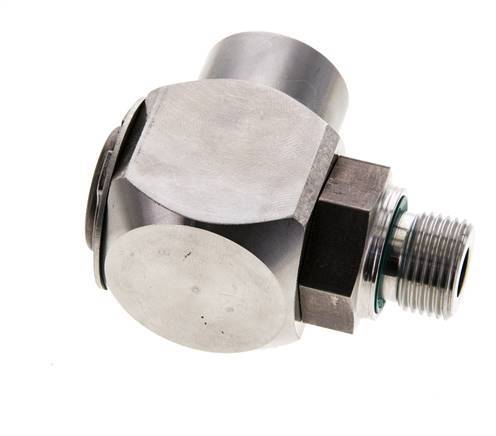 G 3/8'' M/F Stainless steel 90 deg Elbow Swivel Joint High-pressure 400 Bar - Hydraulic