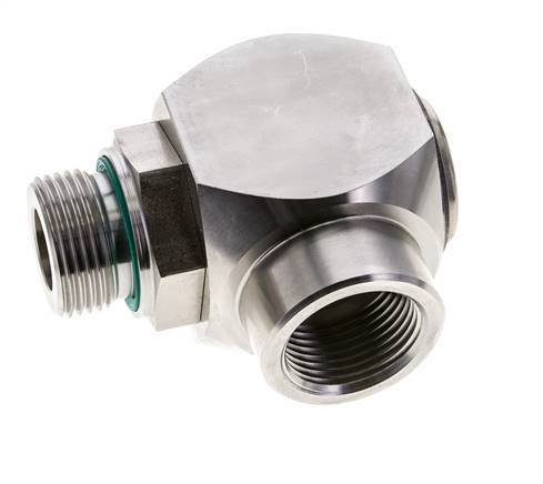 G 1'' M/F Stainless steel 90 deg Elbow Swivel Joint High-pressure 250 Bar - Hydraulic
