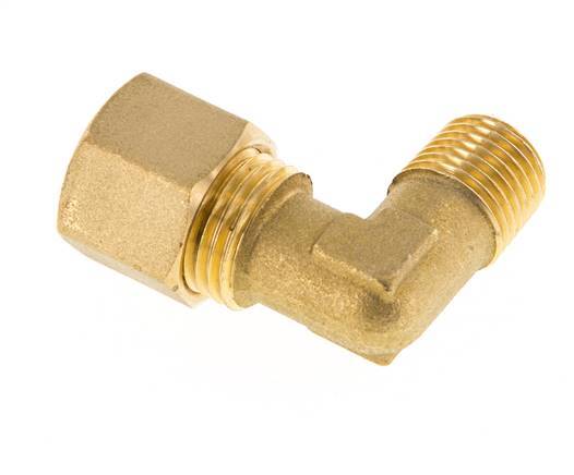 R 1/4'' Male x 10mm Brass 90 deg Elbow Compression Fitting 95 Bar DIN EN 1254-2
