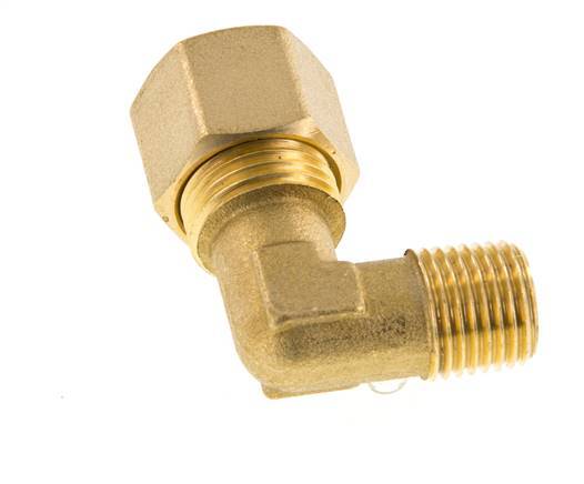 R 1/4'' Male x 10mm Brass 90 deg Elbow Compression Fitting 95 Bar DIN EN 1254-2