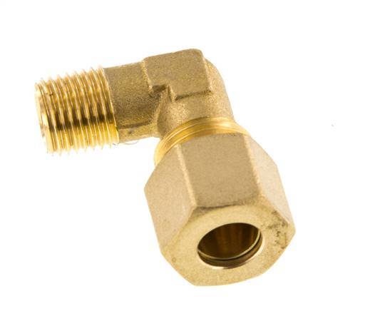 R 1/4'' Male x 10mm Brass 90 deg Elbow Compression Fitting 95 Bar DIN EN 1254-2