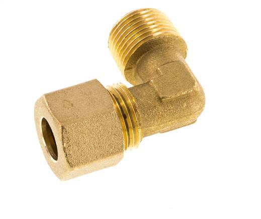 R 3/8'' Male x 10mm Brass 90 deg Elbow Compression Fitting 95 Bar DIN EN 1254-2