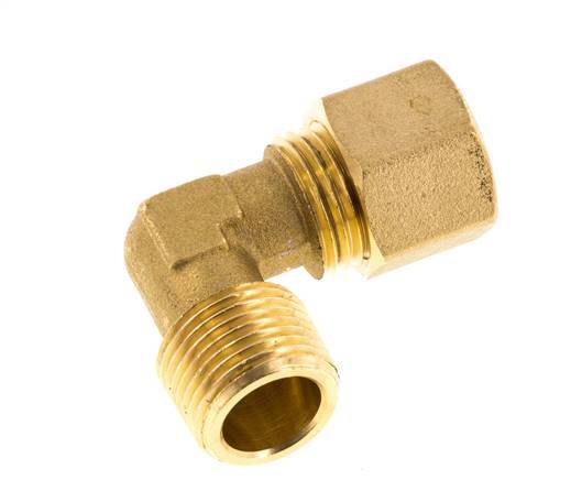 R 3/8'' Male x 10mm Brass 90 deg Elbow Compression Fitting 95 Bar DIN EN 1254-2