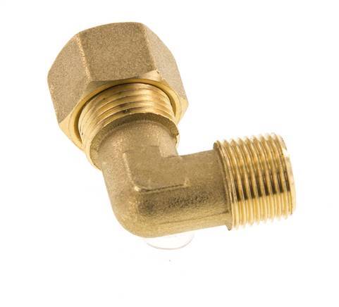 R 3/8'' Male x 12mm Brass 90 deg Elbow Compression Fitting 75 Bar DIN EN 1254-2