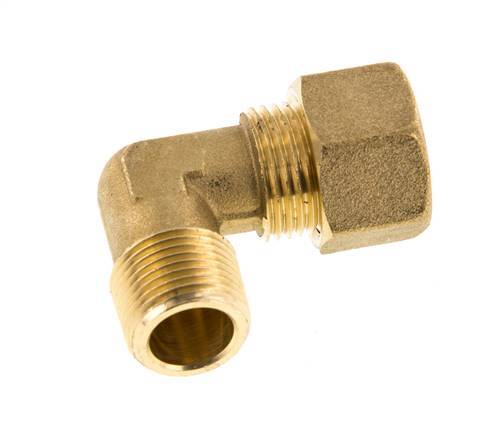 R 3/8'' Male x 12mm Brass 90 deg Elbow Compression Fitting 75 Bar DIN EN 1254-2