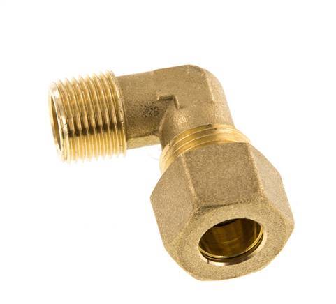 R 3/8'' Male x 12mm Brass 90 deg Elbow Compression Fitting 75 Bar DIN EN 1254-2