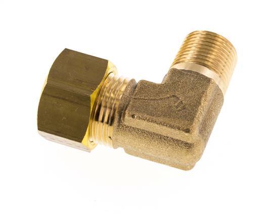 R 3/8'' Male x 15mm Brass 90 deg Elbow Compression Fitting 82 Bar DIN EN 1254-2