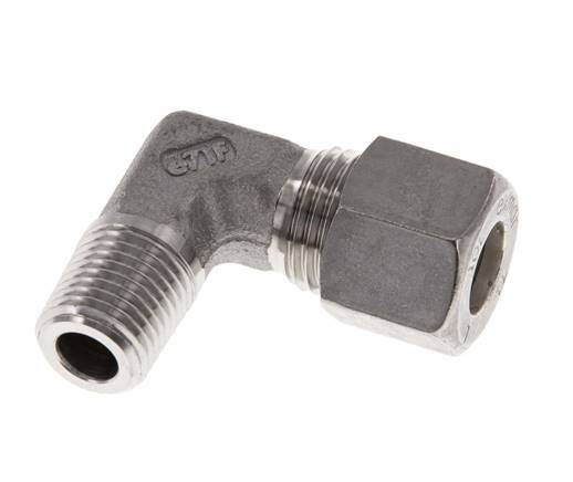 R 1/4'' Male x 10L Stainless steel 90 deg Elbow Compression Fitting 315 Bar DIN 2353