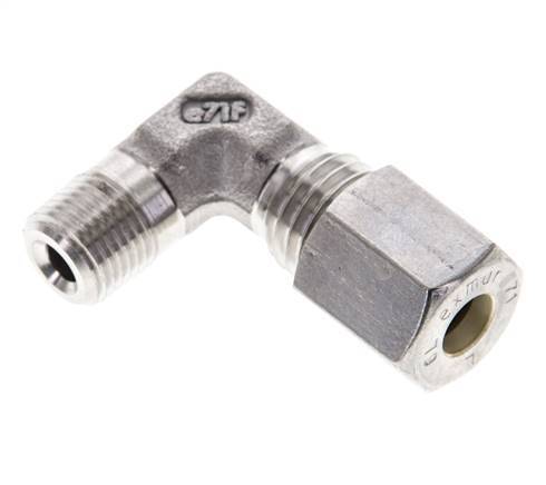 1/8'' NPT Male x 6L Stainless steel 90 deg Elbow Compression Fitting 315 Bar DIN 2353