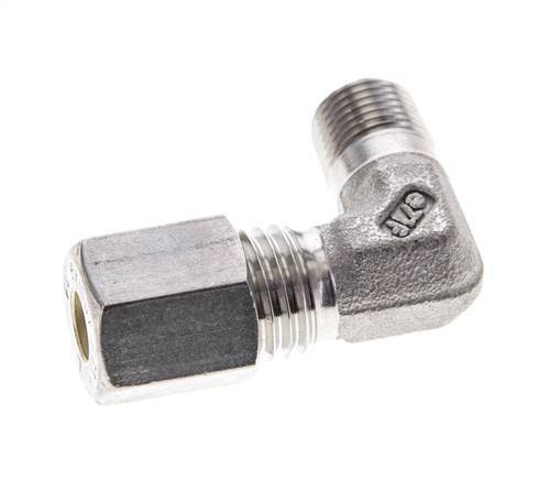 1/8'' NPT Male x 6L Stainless steel 90 deg Elbow Compression Fitting 315 Bar DIN 2353