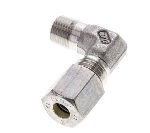 1/8'' NPT Male x 6L Stainless steel 90 deg Elbow Compression Fitting 315 Bar DIN 2353