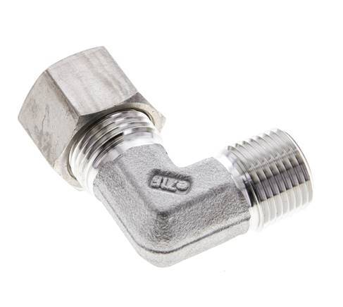 3/8'' NPT Male x 12L Stainless steel 90 deg Elbow Compression Fitting 315 Bar DIN 2353