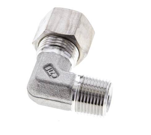 3/8'' NPT Male x 12L Stainless steel 90 deg Elbow Compression Fitting 315 Bar DIN 2353