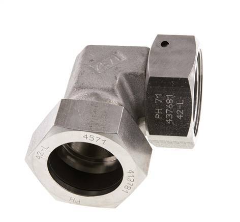 M52x2 x 42L Stainless steel Adjustable 90 deg Elbow Fitting with Sealing cone and O-ring 160 Bar DIN 2353