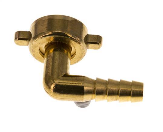 G 3/4'' x 10mm Brass 90 deg Elbow Hose barb with NBR Seal and Wing Nut 16 Bar