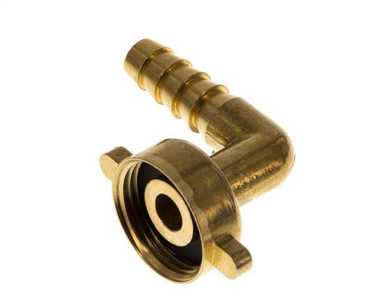 G 3/4'' x 10mm Brass 90 deg Elbow Hose barb with NBR Seal and Wing Nut 16 Bar