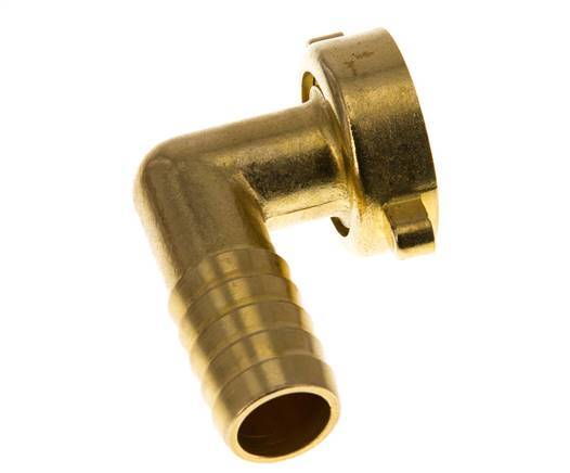 G 1'' x 19mm Brass 90 deg Elbow Hose barb with NBR Seal and Wing Nut 16 Bar