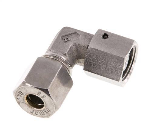 M16x1.5 x 8S Stainless steel Adjustable 90 deg Elbow Compression Fitting with Sealing cone and O-ring 630 Bar DIN 2353