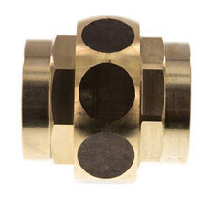 Rp 1 1/4'' Brass Double Nipple 3-pieces with Conically sealing 16 Bar