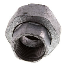 Rp 1'' Zinc plated Cast iron Double Nipple 3-pieces with Conically sealing 25 Bar