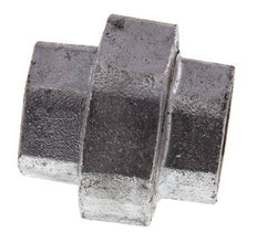 Rp 1'' Zinc plated Cast iron Double Nipple 3-pieces with Conically sealing 25 Bar