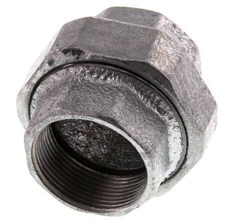 Rp 1 1/2'' Zinc plated Cast iron Double Nipple 3-pieces with Conically sealing 25 Bar