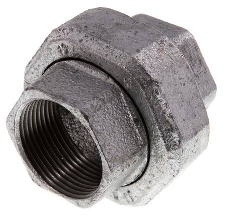 Rp 1 1/4'' Zinc plated Cast iron Double Nipple 3-pieces with Conically sealing 25 Bar