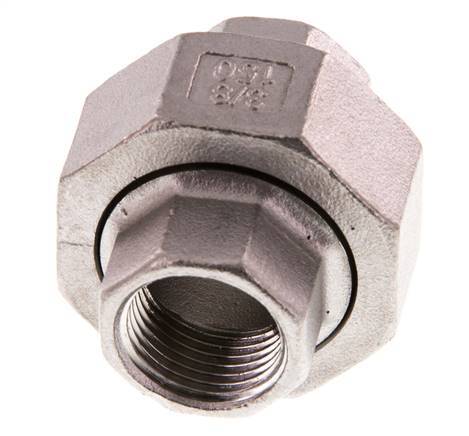 Rp 3/8'' Stainless steel Double Nipple 3-pieces with Conically sealing 16 Bar