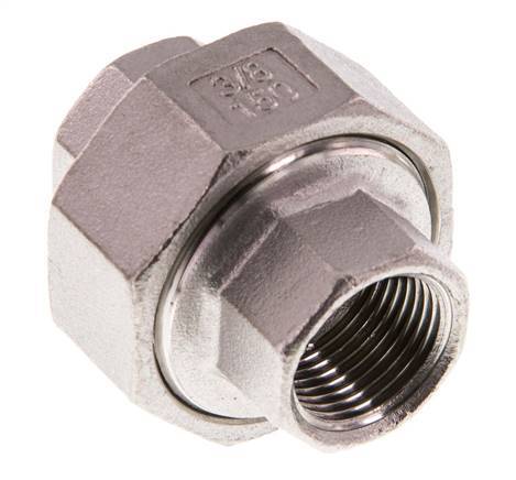 Rp 3/8'' Stainless steel Double Nipple 3-pieces with Conically sealing 16 Bar