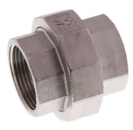 Rp 1 1/4'' Stainless steel Double Nipple 3-pieces with Conically sealing 16 Bar