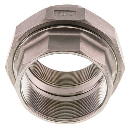 Rp 3'' Stainless steel Double Nipple 3-pieces with Conically sealing 16 Bar