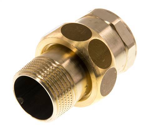 Rp 1'' x R 1'' F/M Brass Double Nipple 3-pieces with Conically sealing 16 Bar