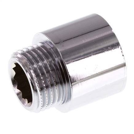 G 1/2'' F/M Chromium plated Brass Extension DIN 3523 - 20 mm