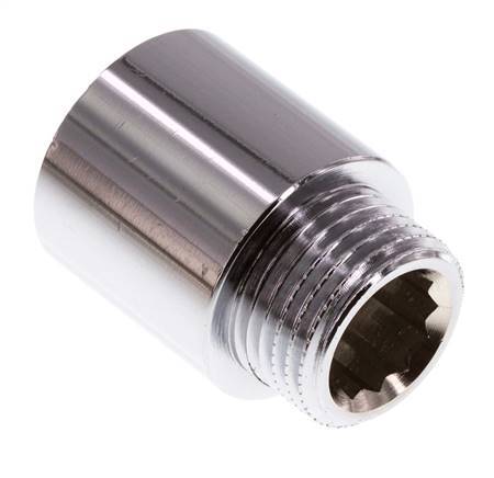 G 1/2'' F/M Chromium plated Brass Extension DIN 3523 - 25 mm