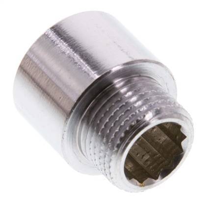 G 3/8'' F/M Chromium plated Brass Extension DIN 3523 - 15 mm [2 Pieces]